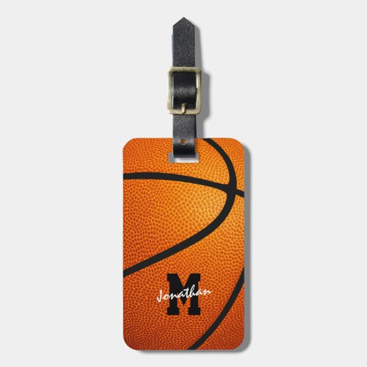 Basketball für mit Monogramm Sportgeschenke Gepäckanhänger (Vorderseite vertikal)