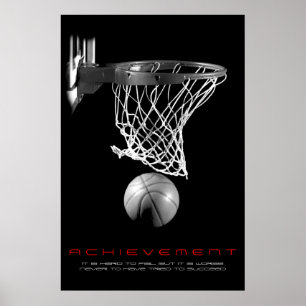 Basketball für Schwarz-weiße Motivierend Leistung Poster