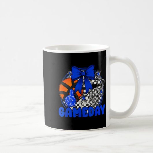 Basketball Game Day Go Cheer Team Blue Coquette Ch Kaffeetasse (Rechts)