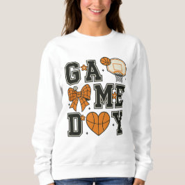 Basketball Game Day T - Shirt Design mit Bow & Hea