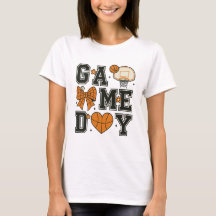Basketball Game Day T - Shirt Design mit Bow & Hea