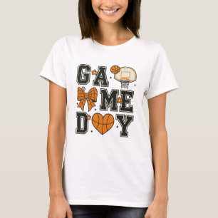 Basketball Game Day T - Shirt Design mit Bow & Hea