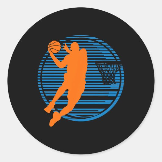 Basketball Game Dunk Player Court Sport Basketball Runder Aufkleber (Vorderseite)