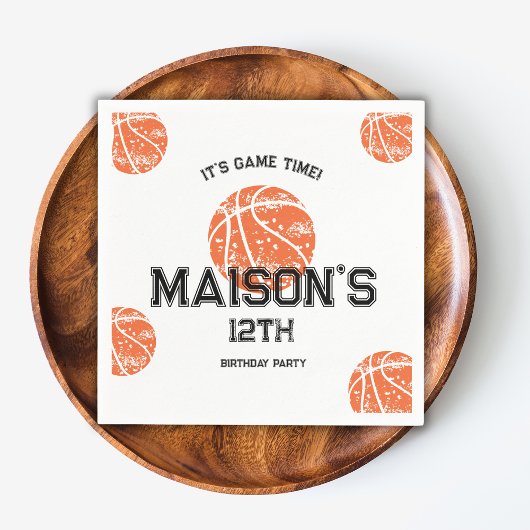 Basketball Game Monogram Birthday Party Serviette