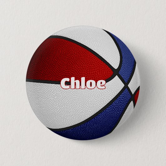 Basketball-Gastgeschenke in Rot-Blau-Mannschaftsfa Button (Vorderseite)