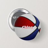Basketball-Gastgeschenke in Rot-Blau-Mannschaftsfa Button (Vorne & Hinten)
