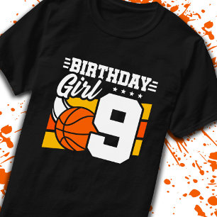 Basketball Geburtstag 9 Jahre Altes Mädchen 9. Geb T-Shirt
