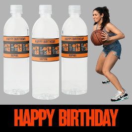 Basketball Geburtstag, Basketball Girl Player Wasserflaschenetikett