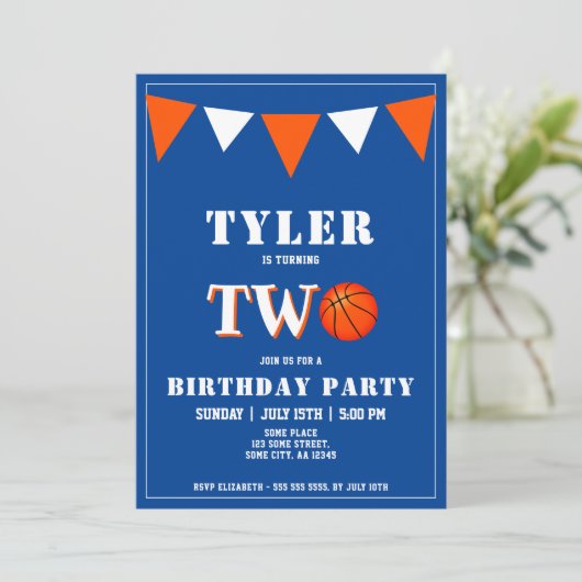 Basketball Geburtstag Einladung Junge 2. Geburtsta (Stehend Vorderseite)