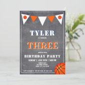 Basketball Geburtstag Einladung Junge 3. Geburtsta (Stehend Vorderseite)