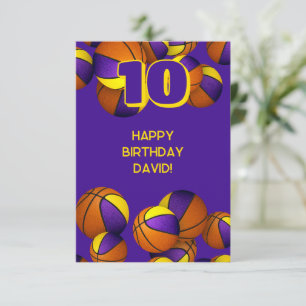 Basketball Geburtstag lila Goldmannschaftsfarben Karte