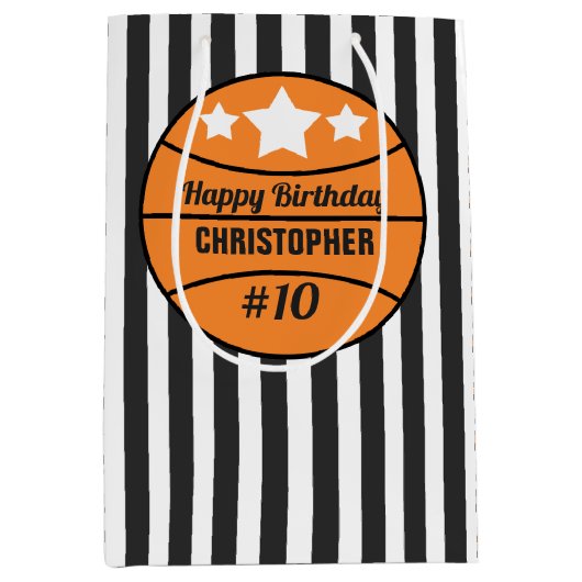 Basketball Geburtstag Mittlere Geschenktüte (Vorderseite)