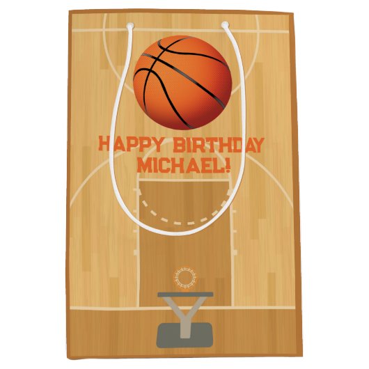 Basketball Geburtstag Mittlere Geschenktüte (Vorderseite)