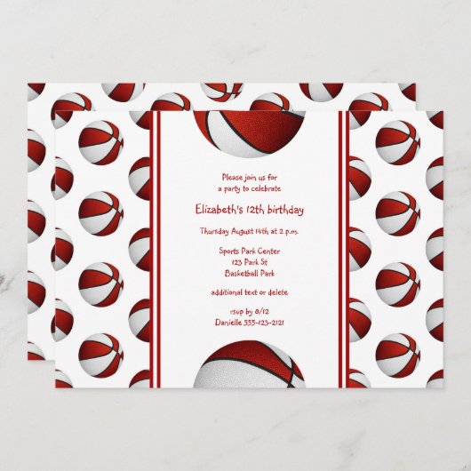 Basketball-Geburtstag oder Party Einladung (Vorne/Hinten)