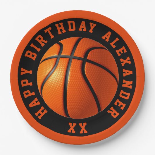 Basketball Geburtstag personalisieren Pappteller (Vorderseite)