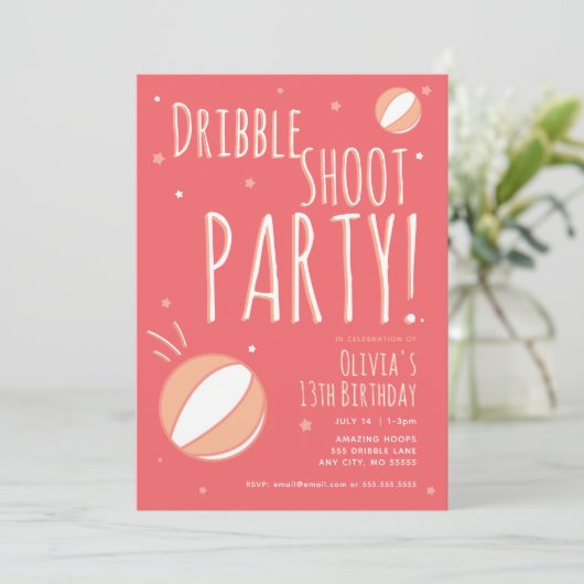 Basketball Geburtstag Personalisiertes Party Einladung (Stehend Vorderseite)