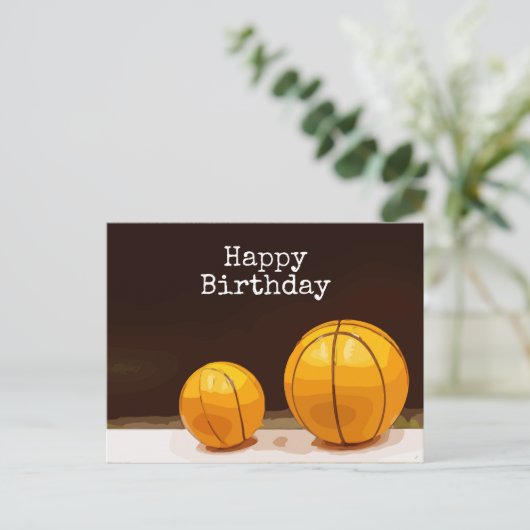 Basketball Geburtstag Postkarte (Stehend Vorderseite)