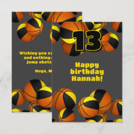 Basketball Geburtstag schwarzes Gold Mannschaftsfa Karte