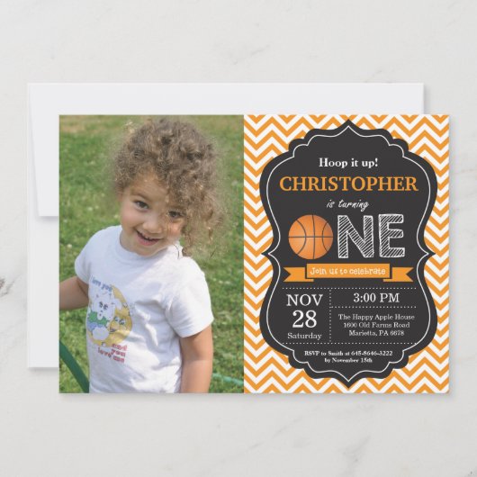 Basketball-Geburtstags-Einladungs-1. Einladung (Vorderseite)