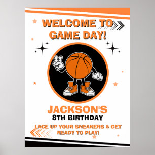 Basketball-Geburtstags-Willkommensschild Game On P Poster