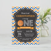 Basketball Geburtstagsfeier Einladung 1. Geburtsta (Stehend Vorderseite)