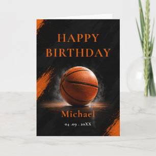 Basketball-Geburtstagsfeier Orange Schwarz Karte