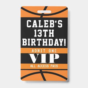 Basketball-Geburtstagsfeier VIP-Pass-Abzeichen Ausweis