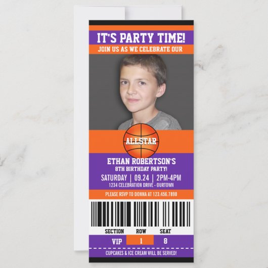 Basketball Geburtstagsfoto Einladung (Vorderseite)