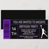 Basketball Geburtstagspartei Lila Schuhkarton Etik Einladung (Vorne/Hinten)