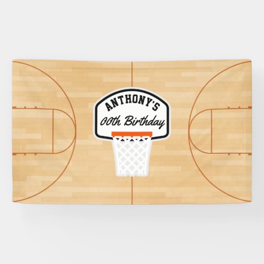 Basketball Geburtstagspartei personalisiert Banner (Horizontal)