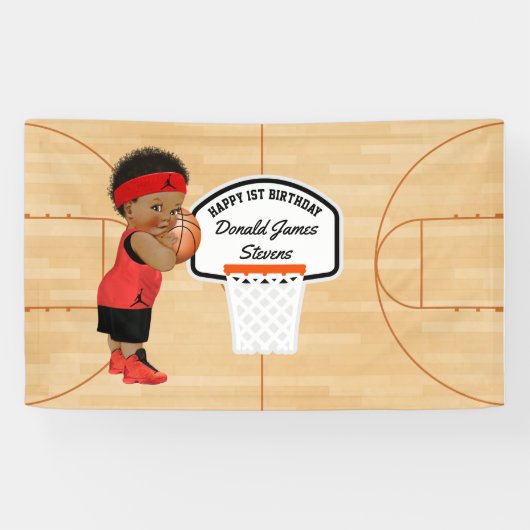 Basketball Geburtstagspartei personalisiert Banner (Horizontal)