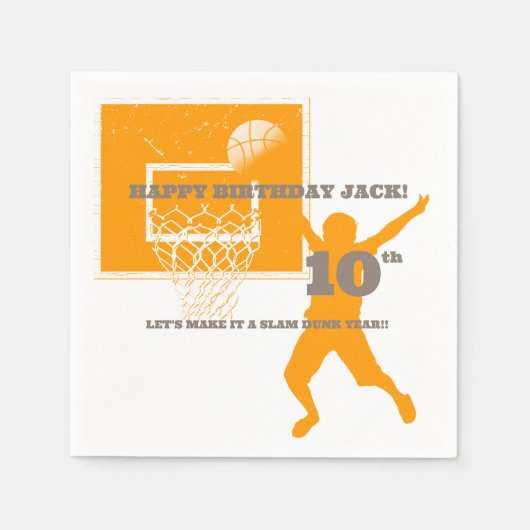 Basketball Geburtstagspartei Personalisiert Serviette (Vorderseite)