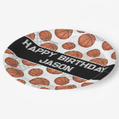 Basketball Geburtstagspartei Schriftart Pappteller (Schrägansicht)