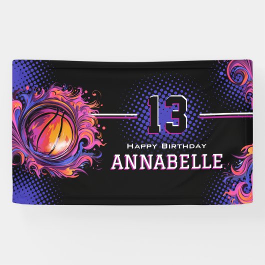 Basketball Geburtstagsparty Banner (Horizontal)