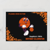 Basketball Geburtstagsparty, Basketball Player Einladung (Vorne/Hinten)