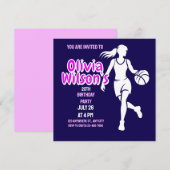 Basketball Geburtstagsparty, Basketball Player Einladung (Vorne/Hinten)