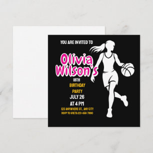 Basketball Geburtstagsparty, Basketball Player Inv Einladung