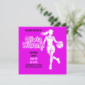 Basketball Geburtstagsparty, Basketball Player Inv Einladung (Stehend Vorderseite)