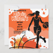 Basketball Geburtstagsparty, Basketball Player Inv Einladung (Vorderseite)