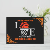 Basketball Geburtstagsparty, Basketball-Spieler In Einladung (Stehend Vorderseite)