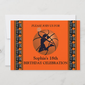 Basketball Geburtstagsparty, Basketball-Spieler In Einladung