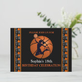 Basketball Geburtstagsparty, Basketball-Spieler In Einladung (Stehend Vorderseite)
