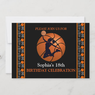 Basketball Geburtstagsparty, Basketball-Spieler In Einladung