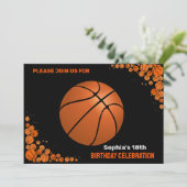 Basketball Geburtstagsparty, Basketball-Spieler In Einladung (Stehend Vorderseite)