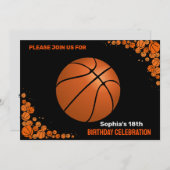 Basketball Geburtstagsparty, Basketball-Spieler In Einladung (Vorne/Hinten)