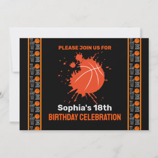 Basketball Geburtstagsparty, Basketball-Spieler In Einladung