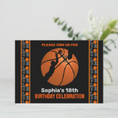 Basketball Geburtstagsparty, Basketball-Spieler In Einladung (Stehend Vorderseite)