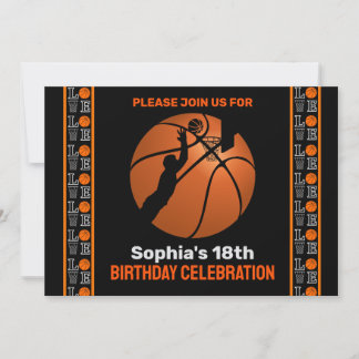 Basketball Geburtstagsparty, Basketball-Spieler In Einladung