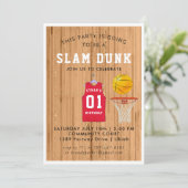 Basketball Geburtstagsparty Einladung (Stehend Vorderseite)