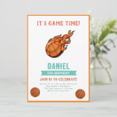 Basketball Geburtstagsparty Einladung (Stehend Vorderseite)